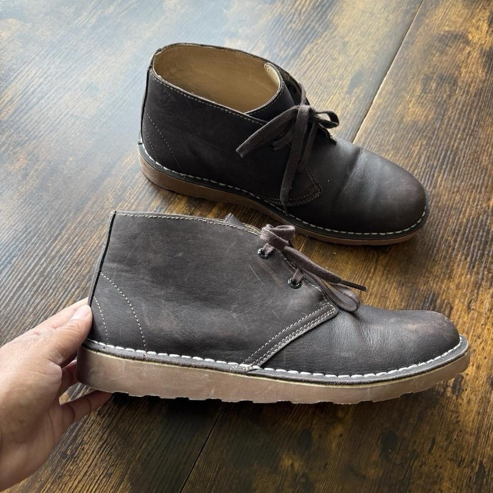 LL Bean Leather Chukka Boots Womens 9.5 Brown Lace Up Ankle Boots Comfort - Picture 3 of 8